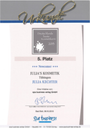 5. Platz bei Deutschlands beste Kosmetikerin 2013 als Newcomer!